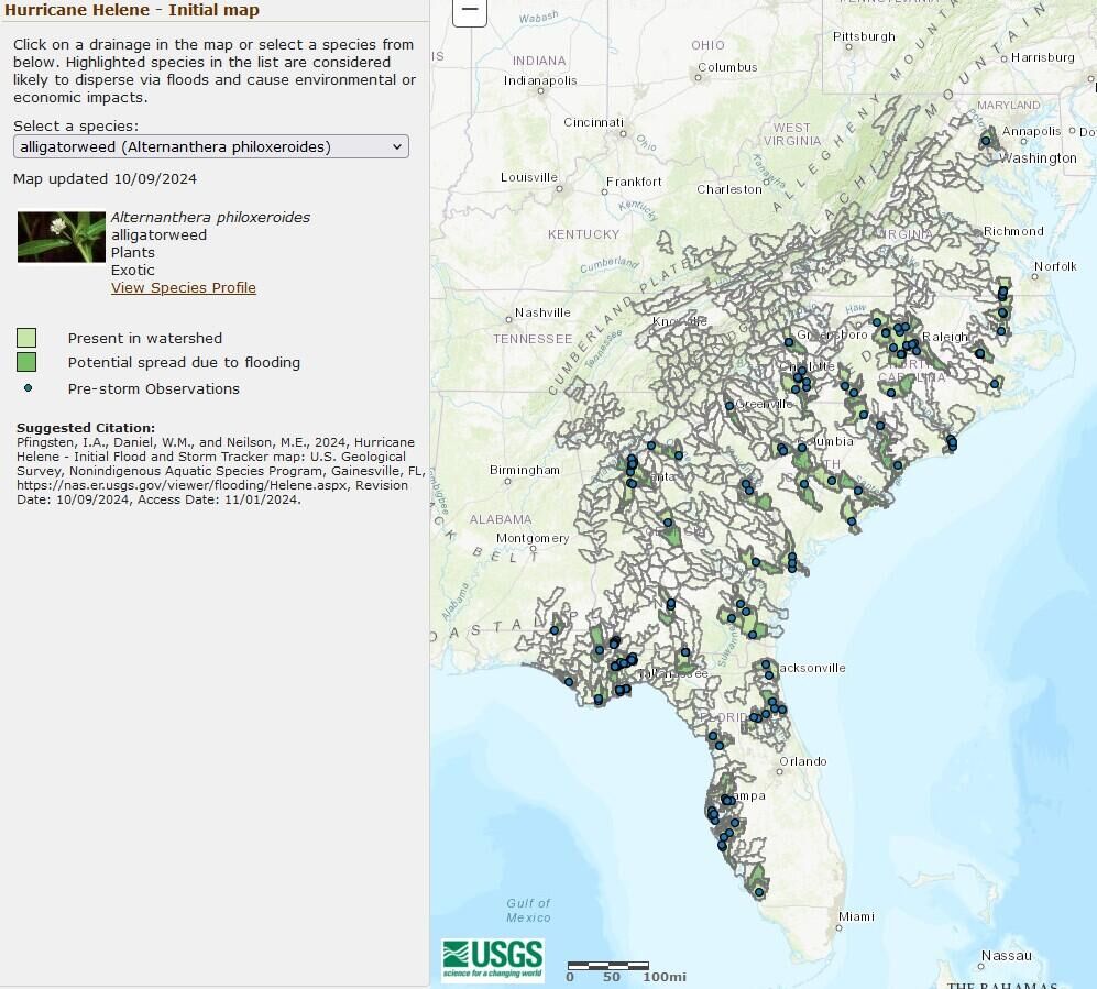 TCS Hurricanes invasive species map